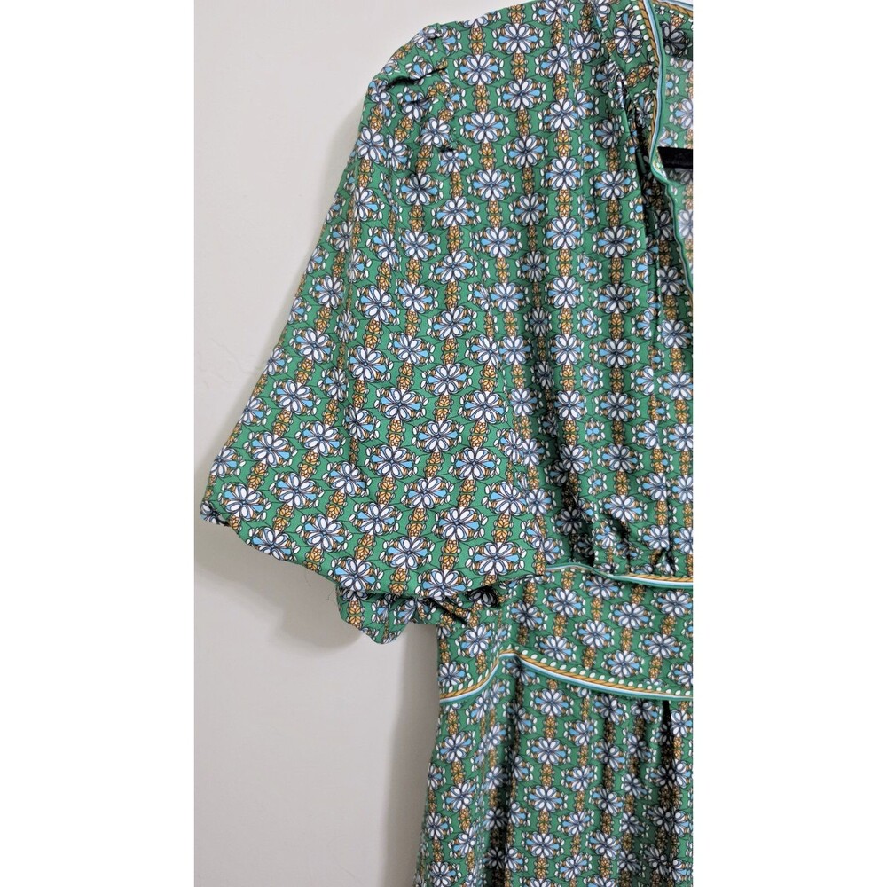 Max Studio Green Floral V-Neck Puff Short Sleeve Midi Milkmaid Boho Dress XL - Picture 6 of 16